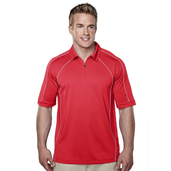 Tri-Mountain Performance Hornet 009 Polyester Knit Polo Shirt, X-Large, Red/Silver