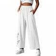 thumbnail image 6 of Lounge Pants for Womens Plus Size Fashion Mid Waist Summer Solid Color Embroidered Loose Casual Pants, 6 of 6
