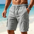 thumbnail image 2 of BRANROY Mens Elastic Waist Cargo Shorts - Drawstring Breathable Lightweight Casual Shorts, Work as Beach Shorts, Hiking Shorts, and Running Shorts with Multiple Pockets,Light Gray,S, 2 of 6