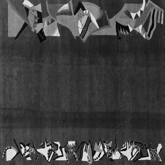 Ahgly Company Indoor Square Abstract Gray Modern Area Rugs, 7' Square