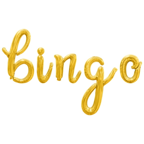 Cursive Script Letter Balloons - BINGO 16" Inch Alphabet Letters Foil Mylar Balloon Number Lotto Party Banner (Gold)
