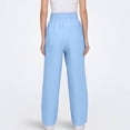 thumbnail image 5 of Sewkxo Pants Women Trendy Linen Drawstring Elastic Waist Trousers Spring Summer Casual Loose Casual Trouser with Pockets,Sky Blue XL, 5 of 6
