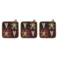 thumbnail image 2 of VHC Brands Cotton Pot Holder Set of 3, Heat Resistant, Kitchen Potholders, Connell Collection, Square 8x8, Burgundy, 2 of 5