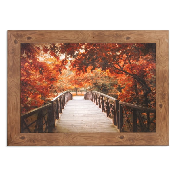Patton Wall Decor Fall Footbridge Photography Framed Canvas Art