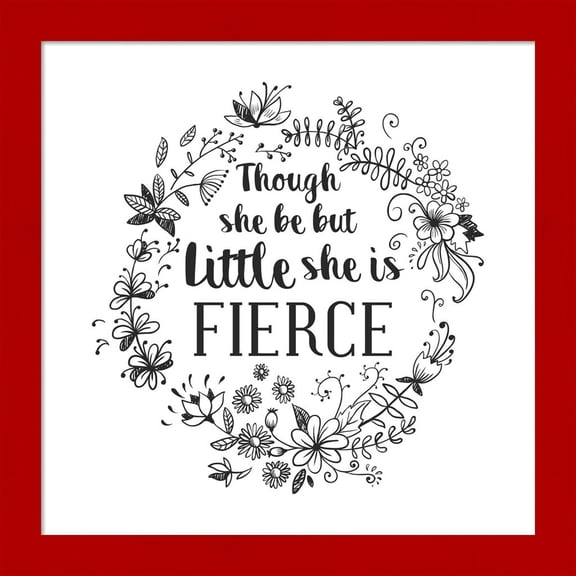 Great Art Now Though She Be But Little - Wreath Doodle White by Color Me Happy, Framed Wall Art, 14W x 14H