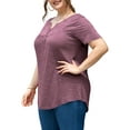 thumbnail image 3 of a.Jesdani Women's Plus Size Tunic Tops Short Sleeve V Neck Casual Blouses M-4X, 3 of 11