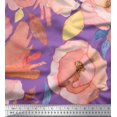 thumbnail image 1 of Soimoi Purple Poly Georgette Fabric Leaves & Floral Print Sewing Fabric BTY 52 Inch Wide, 1 of 3
