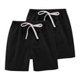 thumbnail image 1 of XIMIN 2 Pack Girls Casual Shorts Summer Linen Short Drawstring Elastic Waist Shorts Workout Jogger Short Shorts ﻿, 1 of 4