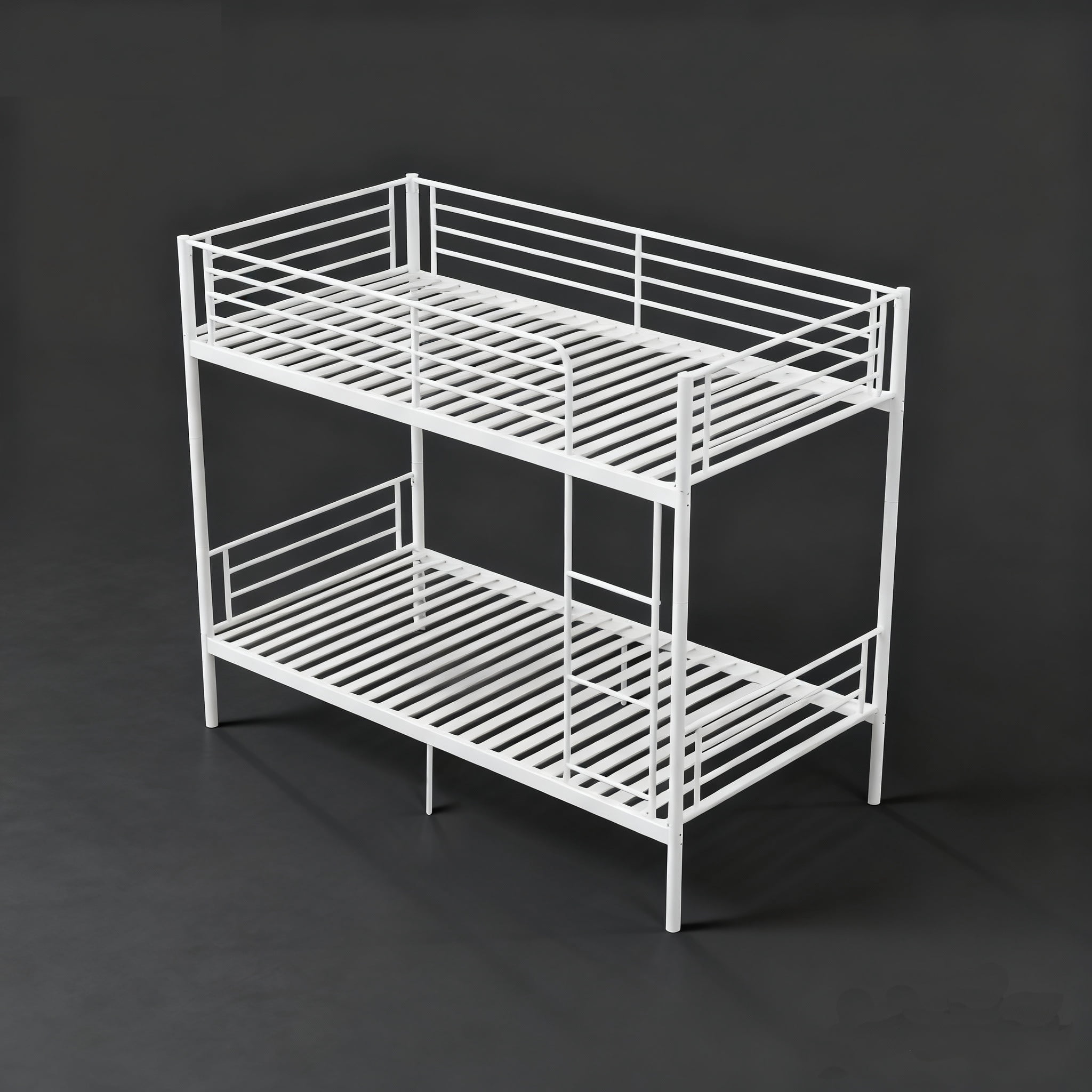 Mintazer Twin Over Twin Detachable Metal Bunk Bed with Ladder & Guardrail for Teen Adult Bedroom Dormitory, White
