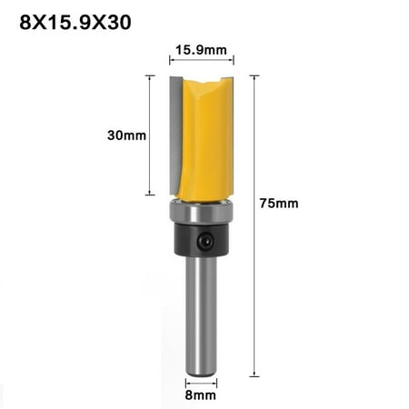 

BCLONG 8mm Shank Flush Trim Router Bit with Bearing 5/8 Blade Template Milling Cutter