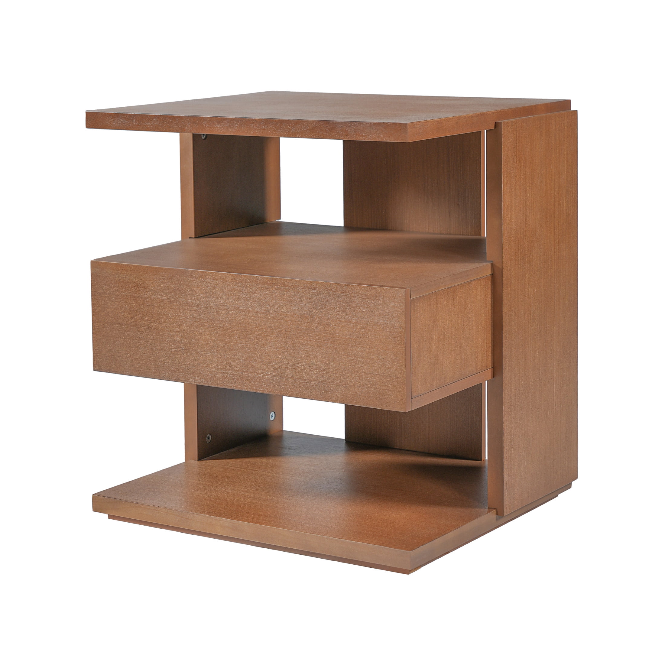 Christopher Knight Home Mid-Century Nightstand with Drawer, Unique C-Shaped Bedside Table, Brown