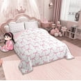 thumbnail image 3 of Manfei Cute Bowknot Comforter Sets Full Size,Bowtie Bowknot Comforters & Duvets,Pink White Bow Bedding Full Comforter Set For Girl,Super Cozy Room Decoration Reversible,3-Piece, 3 of 9