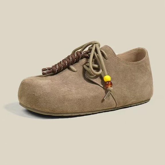 Cowhide Inner Height Increasing Thick Soled Shoes For Women Single Shoes Round Toe Straps Comfortable And Versatile