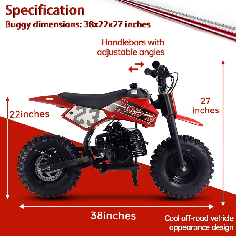 SAY YEAH Kids Mini Bike,Stable 50cc Dirt bike for Beginner,38*27*22in,Red