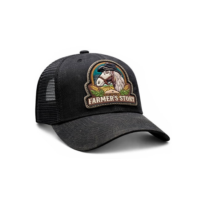 KNITE Gorra Farmer Horse Black Trucker Hombre Ajustable Estilo Rancho Caballo