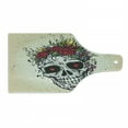 thumbnail image 1 of Sugar Skull Cutting Board, Human Skull with Wreath of Roses and Wild Flowers Hearts in Boho Form Design, Tempered Glass Cutting and Serving Board, Wine Bottle Shape, Multicolor, by Ambesonne, 1 of 1