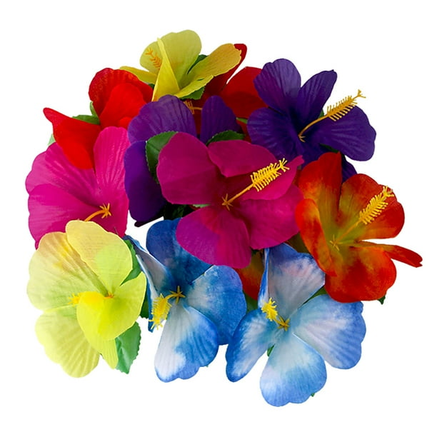 EeaseMX 72 piezas de flores artificiales hawaianas, adornos de hibisco (color aleatorio)