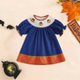 thumbnail image 2 of mgoYE Halloween Toddler Girl Outfit Baby Girls Long Sleeve Dress Kids Pumpkin Bow A Line Princess Dresses Cute Clothes|Blue 4-5 Years, 2 of 4