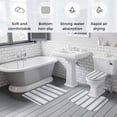 thumbnail image 5 of Blue Beige Bath Mat 3 Piece Bathroom Rug Set, Modern Abstract Gradient Vertical Stripes Non Slip Bath Rug Contour Mat and Toilet Lid Cover, Absorbent Shower Mats Soft Bath Rugs and Mats Sets, 5 of 8