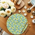 thumbnail image 2 of Summer Lemon Round 15 Inch Placemats Set of 2, Green Botanical Blue Flowers HeatResistant Non Slip Place Mats for Dining Table, Wipeable Braided Kitchen Table Mats for Housewarming, 2 of 9