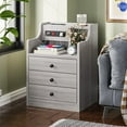 thumbnail image 5 of Set of 2 Nightstand with Charging Station, Night Stand with Hutch & Storage Drawers, End Table Side Table Bedroom,Grey-2PCS, 5 of 11
