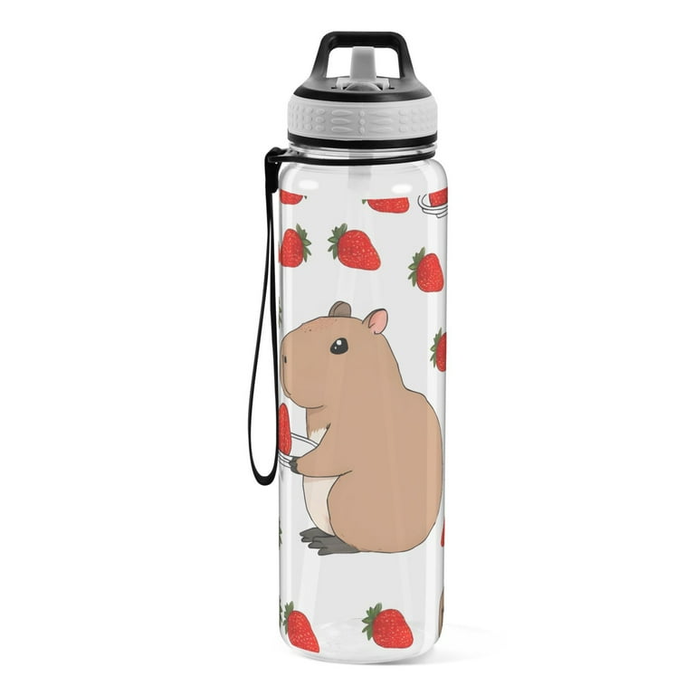 Gourde Kawaii Capybara 750 Ml Transparente - Avec Paille Et Poignée, Parfaite Pour Sport Et Voyage