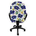 thumbnail image 3 of Leaf Office Chair Slipcover, Brush Stroke Stripes with Flower Arrangement Sketch Illustration, Protective Stretch Decorative Fabric Cover, Standard Size, Mint Green Navy Blue, by Ambesonne, 3 of 5