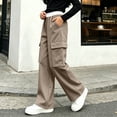 thumbnail image 5 of Sevevn Kids Girl's Cargo Sweatpants Wide Leg Baggy Athletic Pants Kids School Open Bottom Uniform Joggers with Pockets, 5 of 9