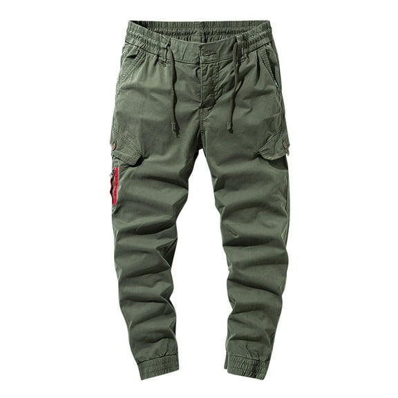 successthop Cargo Pant Elastic Waist for Men Solid Jogger Pants with Multiple Pockets Casual Workwear