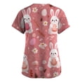 thumbnail image 4 of Fabrcox Easter Scrubs for Women Tops Bunny Cute Graphic Women's Work Shirts with Pocket Short Sleeve V Neck Plus Size Nursing Uniform S-5XL, 4 of 4