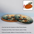 thumbnail image 4 of Fragmented Flowers 6PCS Round Microfiber Leather Bar Coasters, 11x11 cm/4.3x4.3 in, Drink Coasters for Home and Kitchen, Furniture from Water Marks and Scratches, 4 of 6