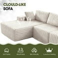 thumbnail image 3 of Techmilly 113” Cloud L-Shaped Sectional Couches,Modular Sofa with Deep Seat, Sponge Compression Sofas,Modern Modular L-Shape Sofa Couch with Chaise for Living Room Bedroom (White, Left Facing Chaise), 3 of 7