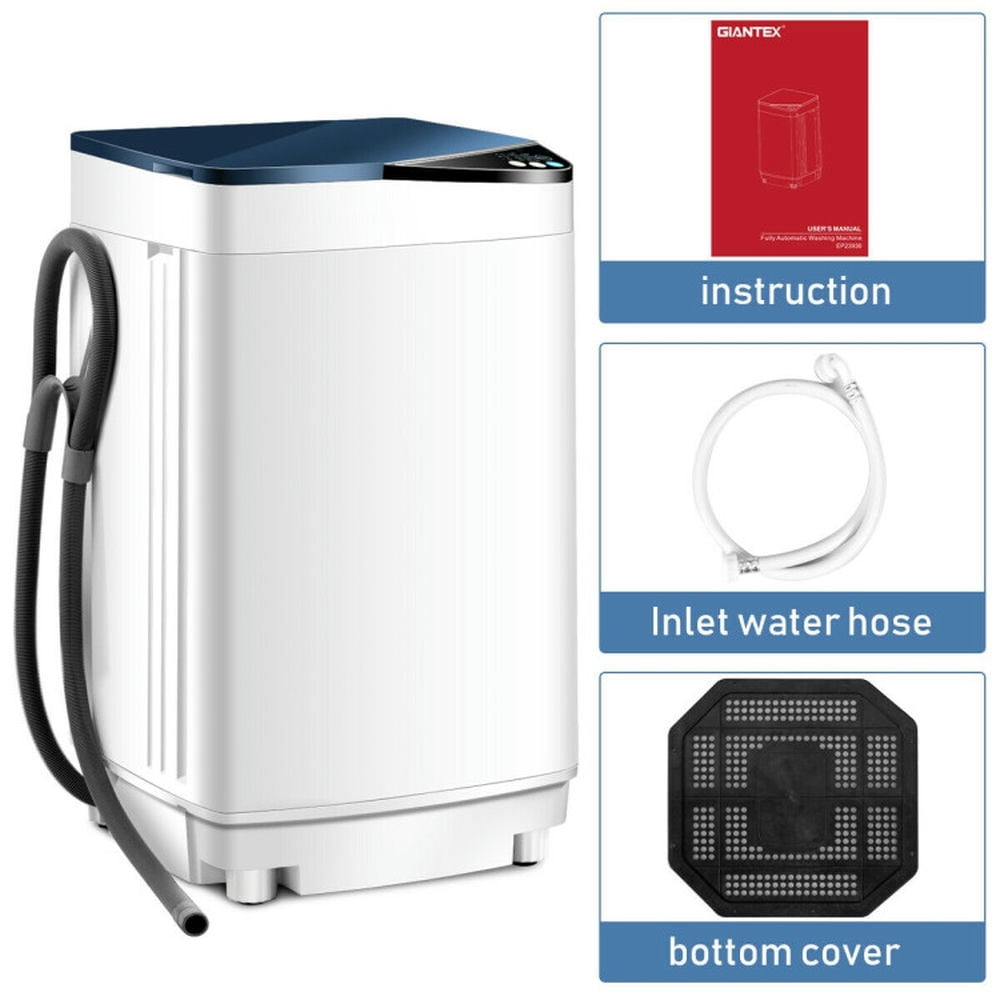 GVN Washer, Washing Machine,Laundry Machines,Full-Automatic Washing Machine with Built-in Barrel Light-Blue