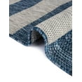 thumbnail image 2 of Unique Loom Outdoor Striped Collection Area Rug - Distressed Stripe (10' 8" Round Blue/Ivory), 2 of 6