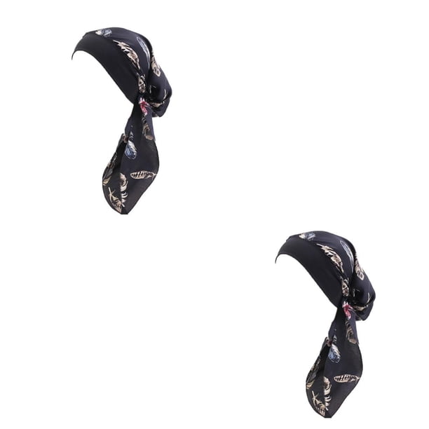 Qarigey Diadema Sombrero Turbantes de moda Sombreros lavables Cómodos Accesorios para el cabello para la vida diaria Plumas negras penachos negros 2piezas