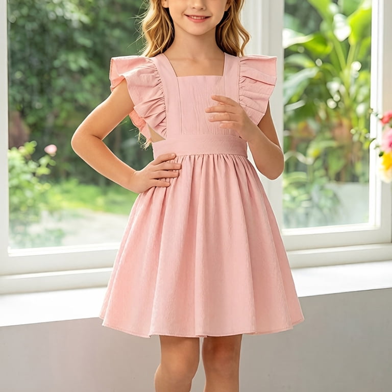 smocked birthday dress 2t Gubotare Baby Birthday Dress Toddler Little Baby Girl Dress Print Smocked  Dress Short Sleeve Doll Collar Plaid Dresses 2T 3T (Pink,2-3 Years)