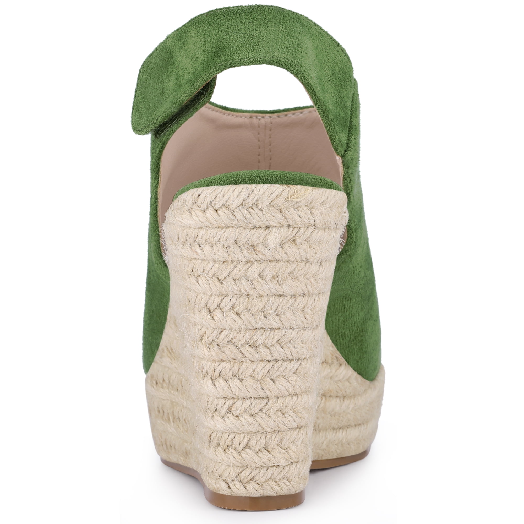 DARING DIVA Slingback Platform Wedges Heel Espadrille Wedge Sandals Olive Green 9