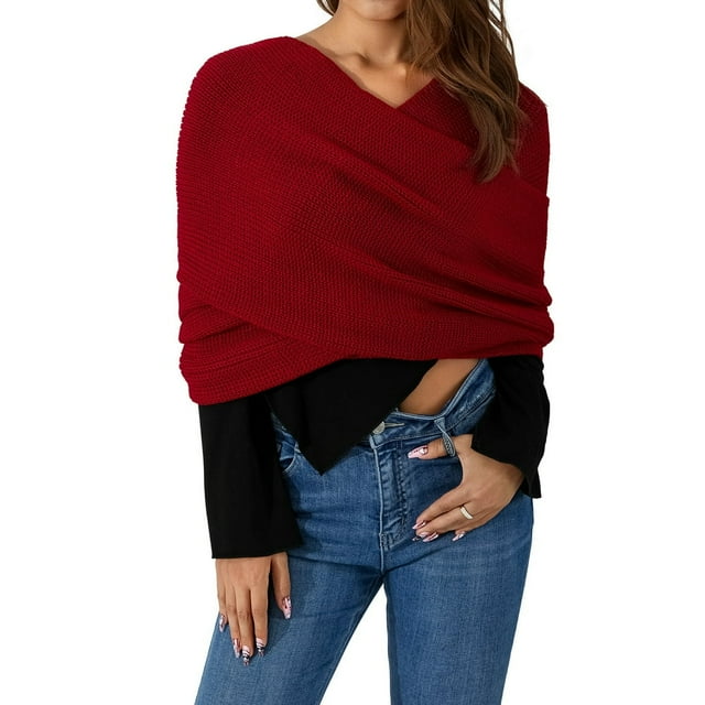 Womens Men Scarf Knitting Wrap Sweater Multi-Use Knitted Autumn Winter Solid Color Scarf with Sleeves