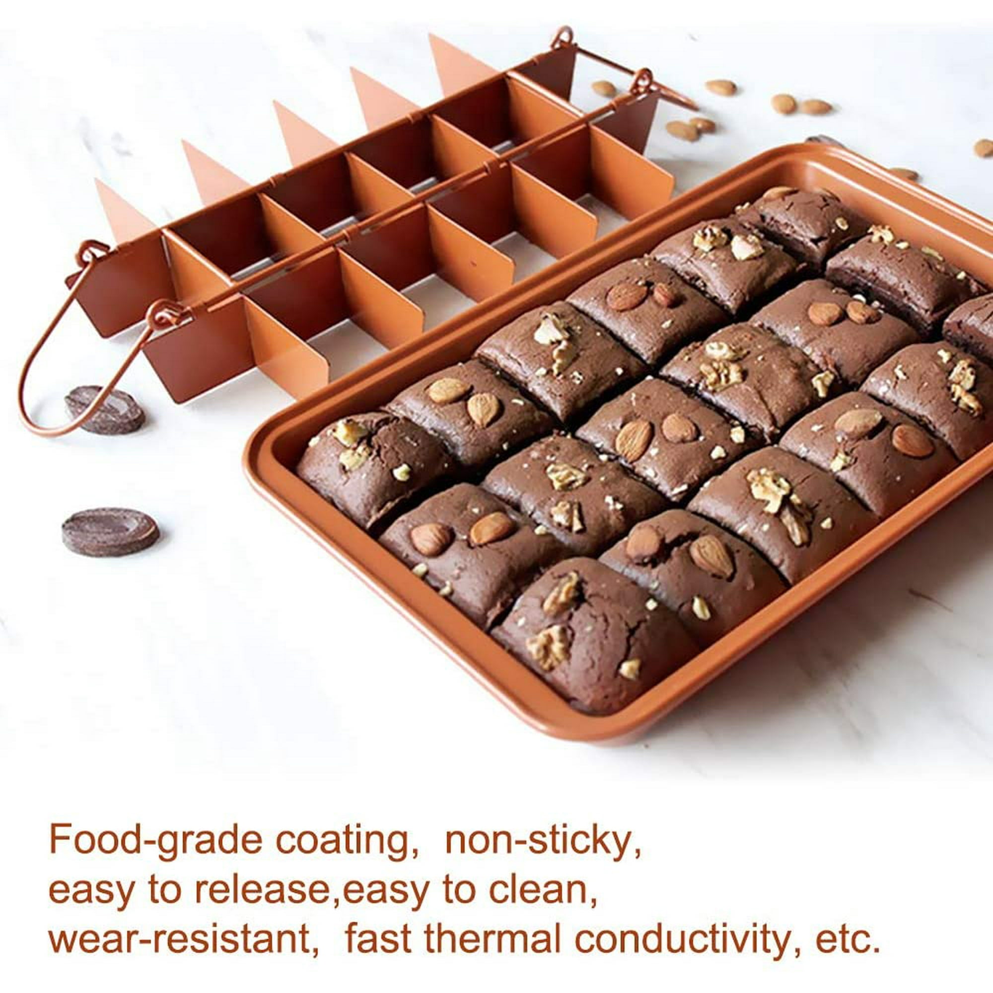 Brownie baking pan cake pan Brownie with dividers and a lifting base square baking tray with dividers Rectangular 20cm Brownie Tin Non stick Brownie