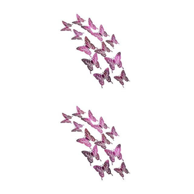 Transemion Glitter And Exquisite Stickers For Amazing Home Decor With Butterflies Various LK12 Rose Red 2Set