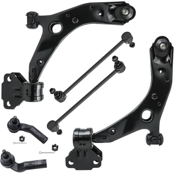 Detroit Axle - 6pc Front End Suspension Kit for 2010-2013 Mazda 3 Sport, 2 Lower Control Arms with Ball Joints Assembly 2 Sway Bar End Links 2 Outer Tie Rod End Links 2011 2012 Replacement