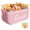 Pink, variant on Large Snack Basket for Pantry & 5 Seal Clips - Snack Bin Organizer for Countertop - Imitation Linen Snack Storage Containers for Storing Chips, Pretzels, Cookies, Popcorn and more,White