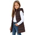 thumbnail image 4 of Sevevn Girls Boys Long Puffer Vest with Hood Sleeveless Quilted Padded Gilet Kids Zip Up Warm Outerwear Waistcoat, 4 of 9