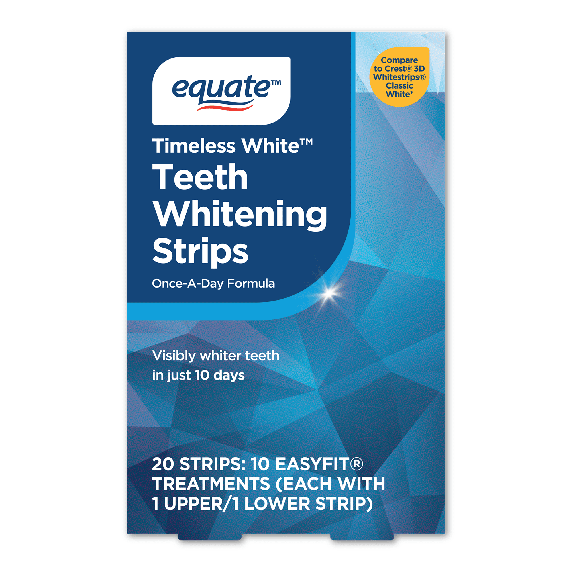 (4 pack) Equate 10-Day Timeless White Teeth Whitening Strips, 20 Count