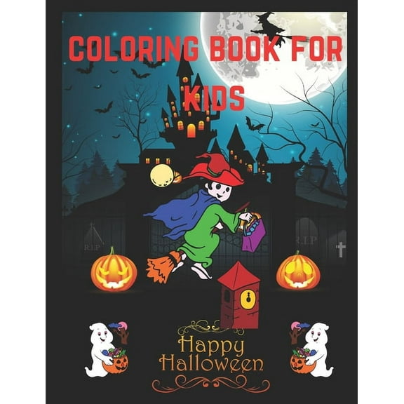 Happy Halloween coloring book for kids: Halloween coloring book for teens (Paperback)(Large Print)