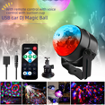 thumbnail image 3 of Lámpara de bola mágica pequeña LED con control remoto, lámpara de bola mágica de cristal mini con control de voz USB, iluminación de escenario láser giratoria con control de voz colorido, 3 of 5