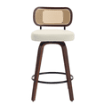 thumbnail image 6 of Tcbosik 3 Pack Swivel Counter Height Bar Stools, Mid Century Modern Upholstered PU Leather Barstool with Rattan Back with Wood Frame for Kitchen Island, Dining Room, Beige, 6 of 11