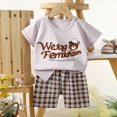 thumbnail image 2 of NOLDARES Toddler Baby Boy Summer Outfit Clothes Short Sleeve Print Tee Elastic Shorts Play Set 18 Months-4T Blazer,12-18 M, 2 of 4