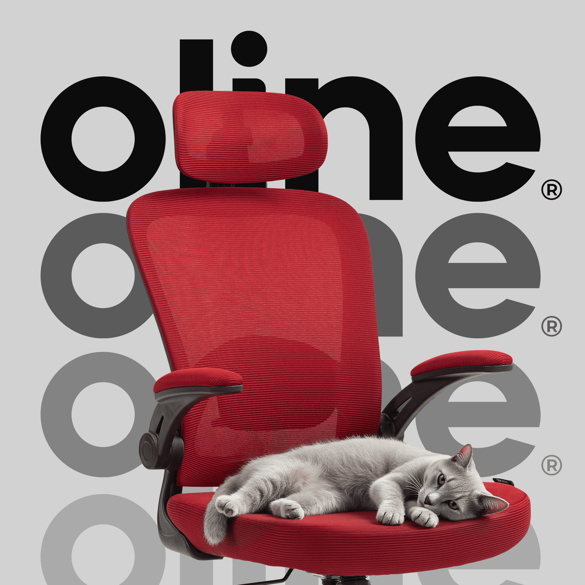 Oline ErgoAir Ergonomic Office Chair – Adjustable Lumbar Support, Flip-Up Armrests, Mesh Computer Desk Chair, Swivel Rolling Executive Gaming Chair for Home & Office (Red)