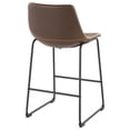 thumbnail image 4 of Heavenly Collection Counter Height Stool Set of 2, Brown Upholstered Seat with Black Metal Base, Modern Kitchen Counter Seating, 4 of 9